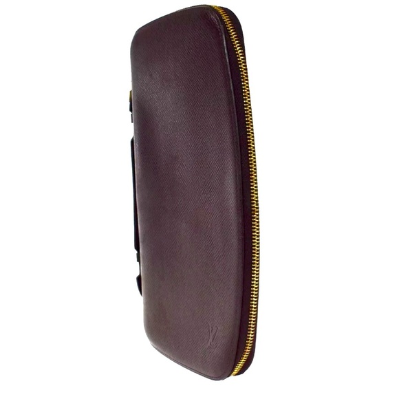 Louis Vuitton Atoll Taiga Large Travel Case Organizer Wallet Burgundy Gold LV - Picture 7 of 15